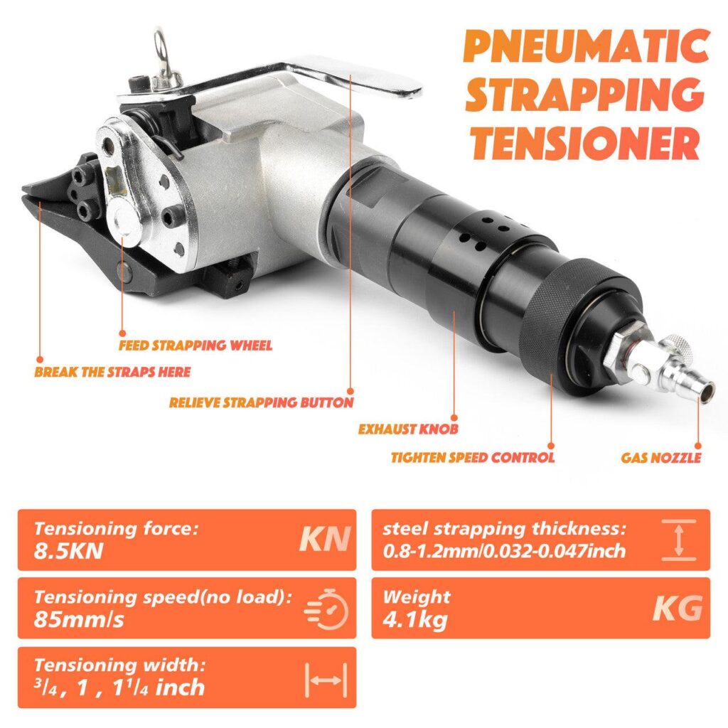 pneumatic tensioner for steel strapping